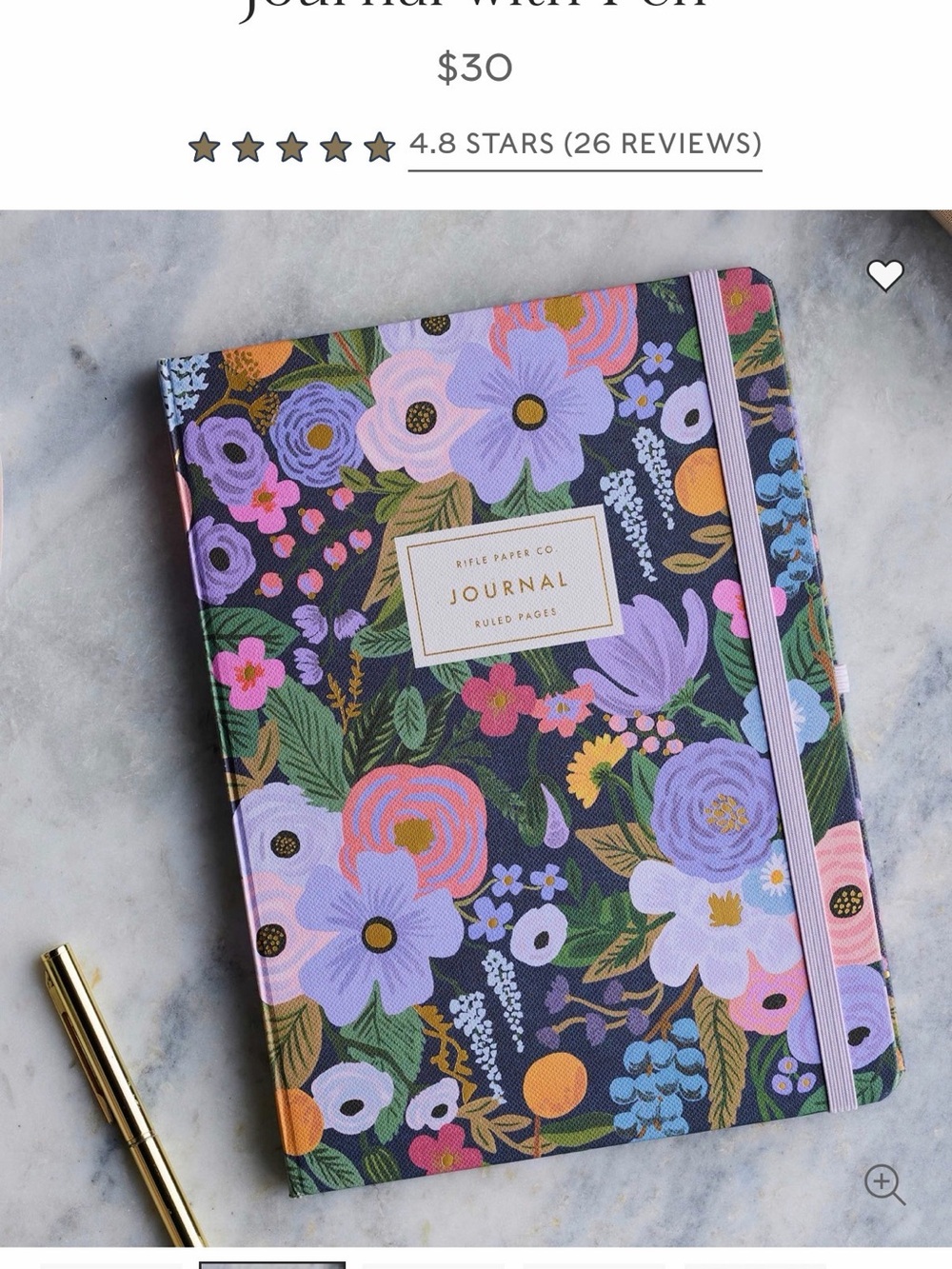 Riffle paper Co. Journal with pen “Garden Party Violet” 144 pages